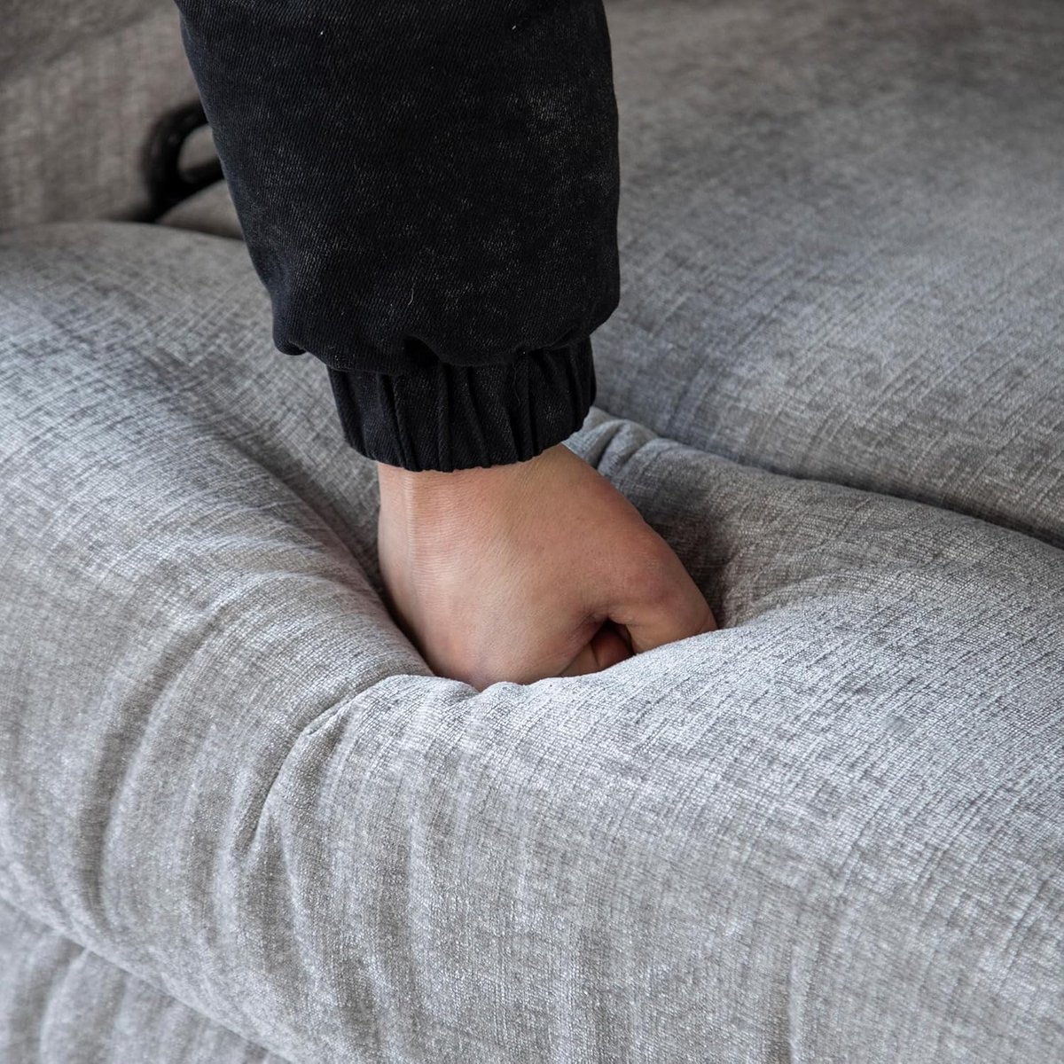 LinoLuxe Comfort Verstelbare Relaxfauteuil – Luxe TV-Stoel met Linnenlook en Ergonomische Rugleuning Belastbaar tot 150 kg voor de Woonkamer (Grijs, 80 x 102 x 98 cm)