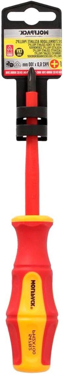 Geïsoleerde Schroevendraaier - VDE Veiligheid - Elektra Werk - Magnetische Punt - PH2 x 100 mm - Meerkleurig