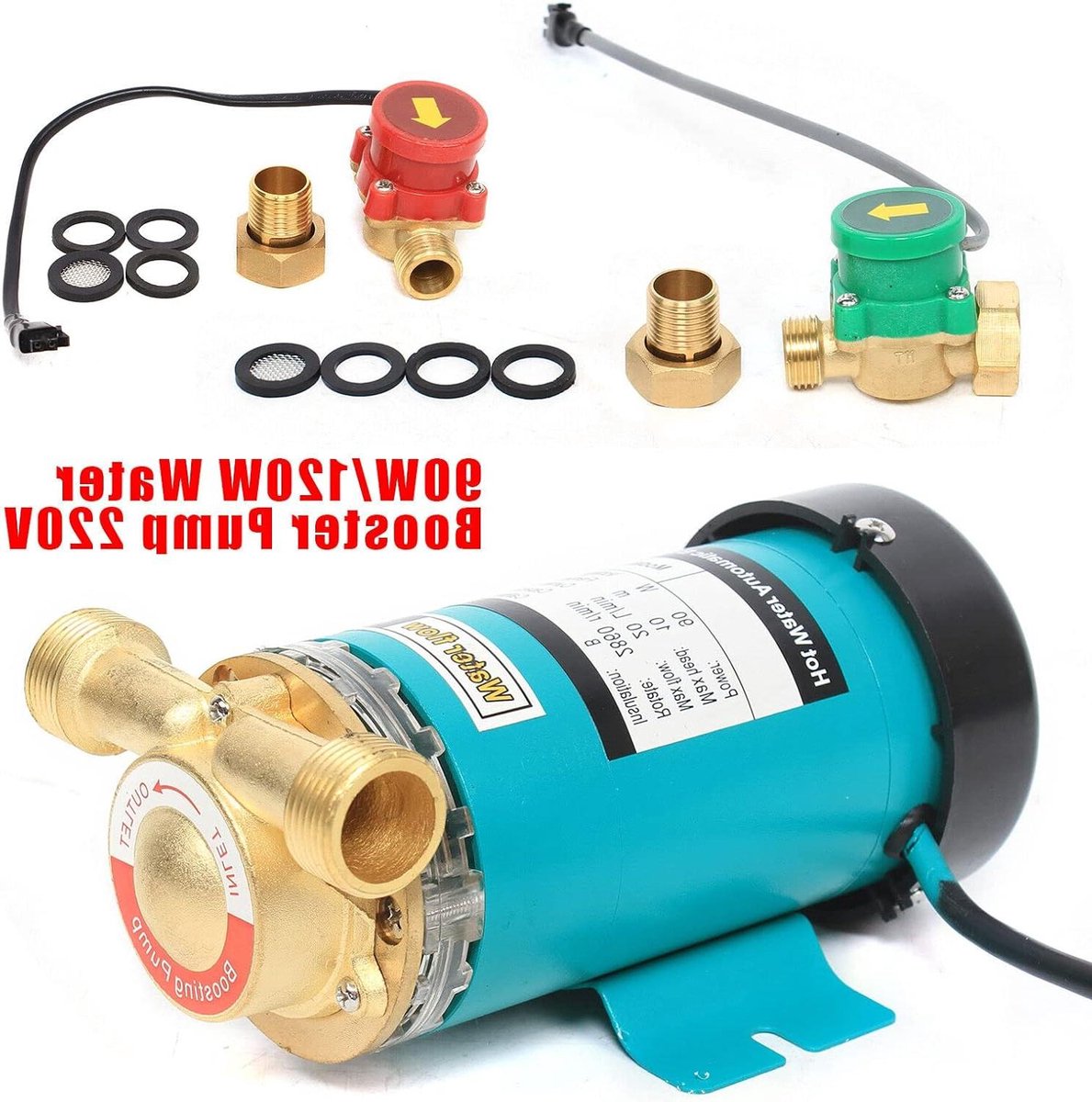 Drukverhoger Pomp - Waterpomp Booster - Waterdruk Verhoging - Automatische Schakelaar - 25L 120W - Grijs