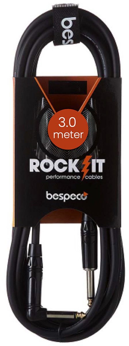 Bespeco RKJP300 Rock-It Series Gitaarkabel Recht / Haakse Connectoren 3 Meter