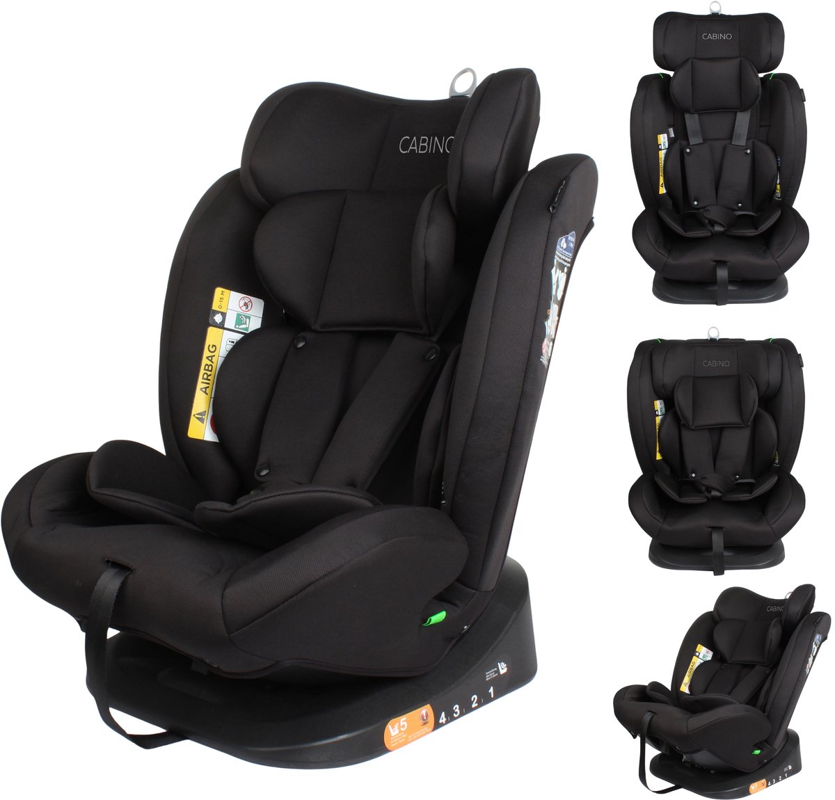 Cabino Solero Autostoel i-Size – Groep 0/1/2/3 – 40 tot 150 cm – Met Zitverkleiner – Zwart