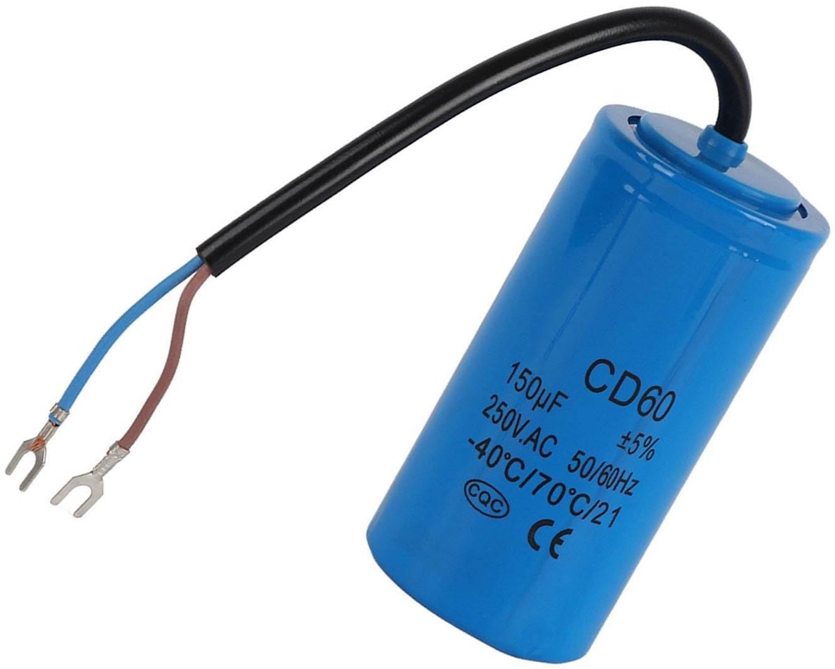 Dailygoods- Condensator 250V AC 150uF - Aanloopcondensator - Hittebestendig - Schokbestendig - Lage lekkage - Duurzaam polypropyleen - Motorcondensator