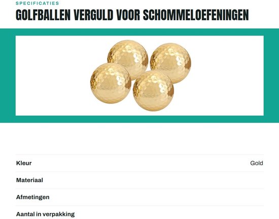 Dailygoods- Golfballen Verguld 4 Stuks - Dubbellaags - Hoge Zichtbaarheid - Duurzaam - Lichtgewicht - Geschikt voor Training - Golfball van Dailygoods — afbeelding 4