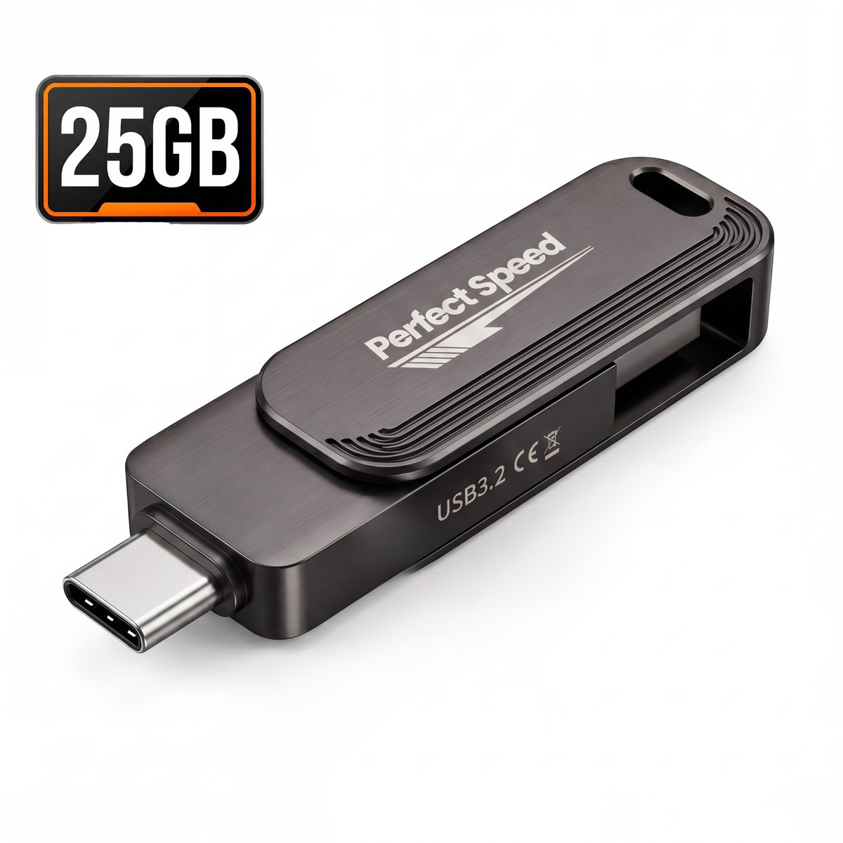 Perfect Speed Premium USB Stick 256GB - USB-C & USB-A 3.2 - Voor 4K Video & Back-ups - 1200 Mbps