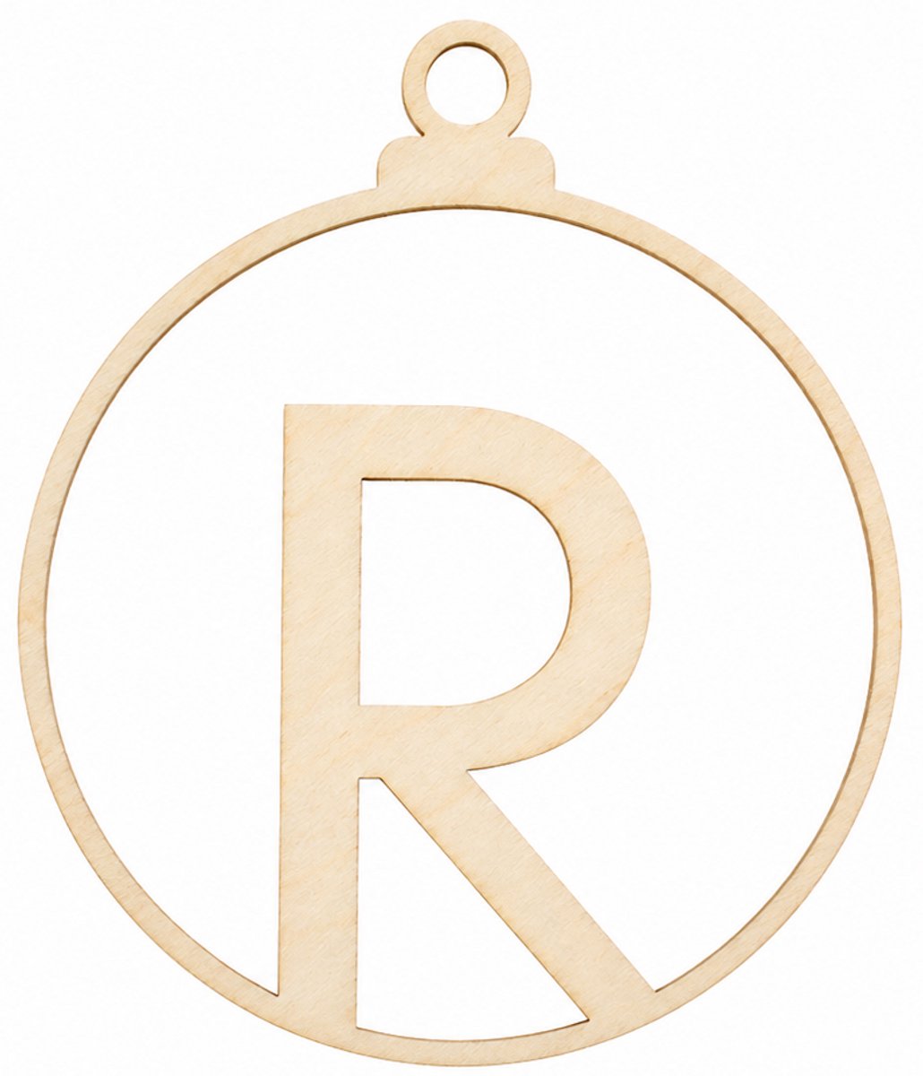 Houten kerstversiering - Wooden Christmas decoration | Letter “R” | 9cm | Licht hout - Natural wood | Kerstbal - Christmas tree bauble - Houten Hangers - Kerstboom - Alfabet - Alphabet - Kerstdecoratie - Naam