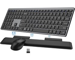 Wireless Keyboard and Mouse Combo, Full Size Silent, Ultra-Thin Keyboard with Magnetic Wrist Rest, Optical Mouse, 2.4G Lag-Free Wireless Mice Keyboard Set for Computer, Mac, Laptop, PC
