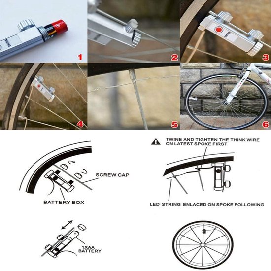 Fietswielverlichting LED - Fietsverlichting Set - Nachtelijke Rit - 20 Waterdichte Lichten - 2.2 Meter Draad - Blauw — afbeelding 3