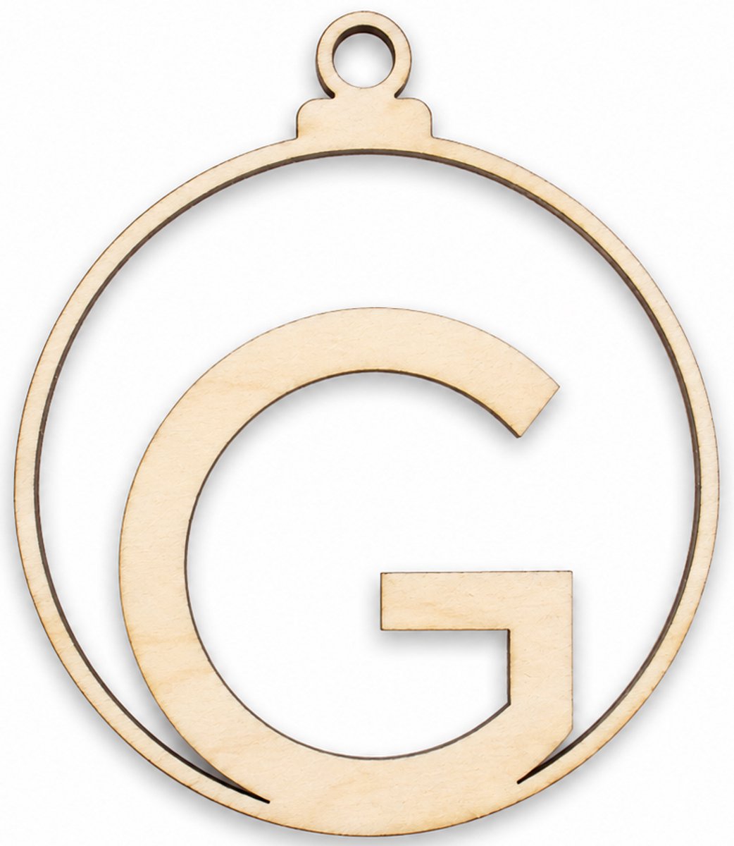 Houten kerstversiering - Wooden Christmas decoration | Letter “G” | 9cm | Licht hout - Natural wood | Kerstbal - Christmas tree bauble - Houten Hangers - Kerstboom - Alfabet - Alphabet - Kerstdecoratie - Naam