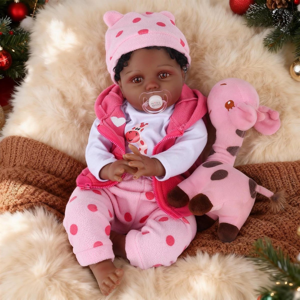 Babypop Realistisch - Peuterpop Verzwaard - Rollenspel Spelen - Gewogen Stoffen Lichaam - 56 cm - Roze Outfit