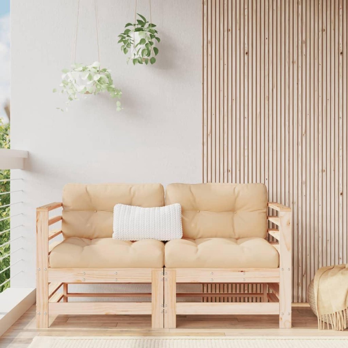 Hoekbanken voor buiten - Tuinbanken set - Buiten ontspannen - Massief grenenhout - 68 x 31 x 245 cm - Houtkleurig
