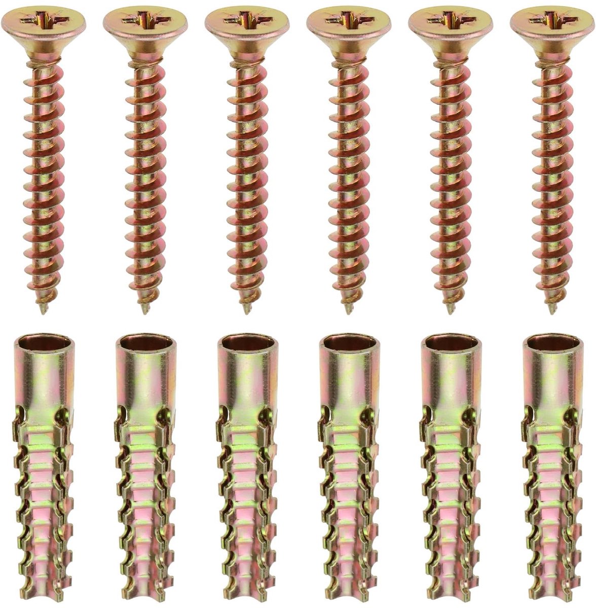 Dailygoods- Wandanker 50 Stuks - Bevestigingsmateriaal Schaduwdoek - Schroeven 5x40mm - Expansiebuis 6x32mm - Zinkkleur - Voor Betonnen/Holle/Houten Muren