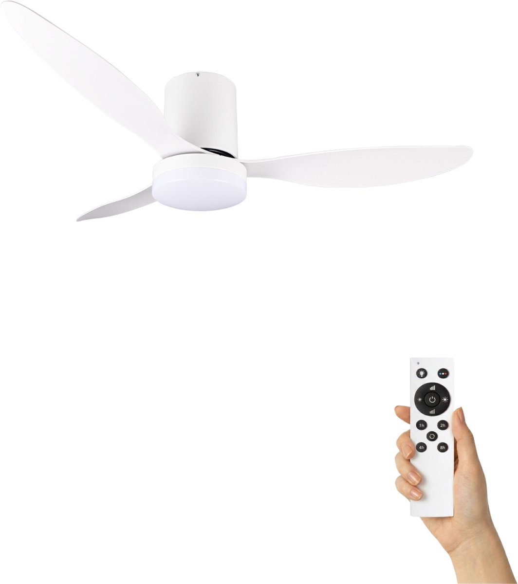 Fantiluxe - Magnus - Plafondventilator met verlichting - Wit - Ø132cm - Afstandsbediening - Met lamp - Plafond ventilator - Slaapkamer