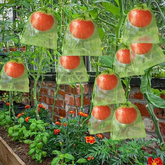Fruitbeschermingszakken, 200-delige gaaszakken met trekkoord voor tuin, aardbei, groente en plant, buiten kweken, oogsten, voedselverzameling, tuinbouw, producten, tuinbenodigdheden van Merkloos	 — afbeelding 2
