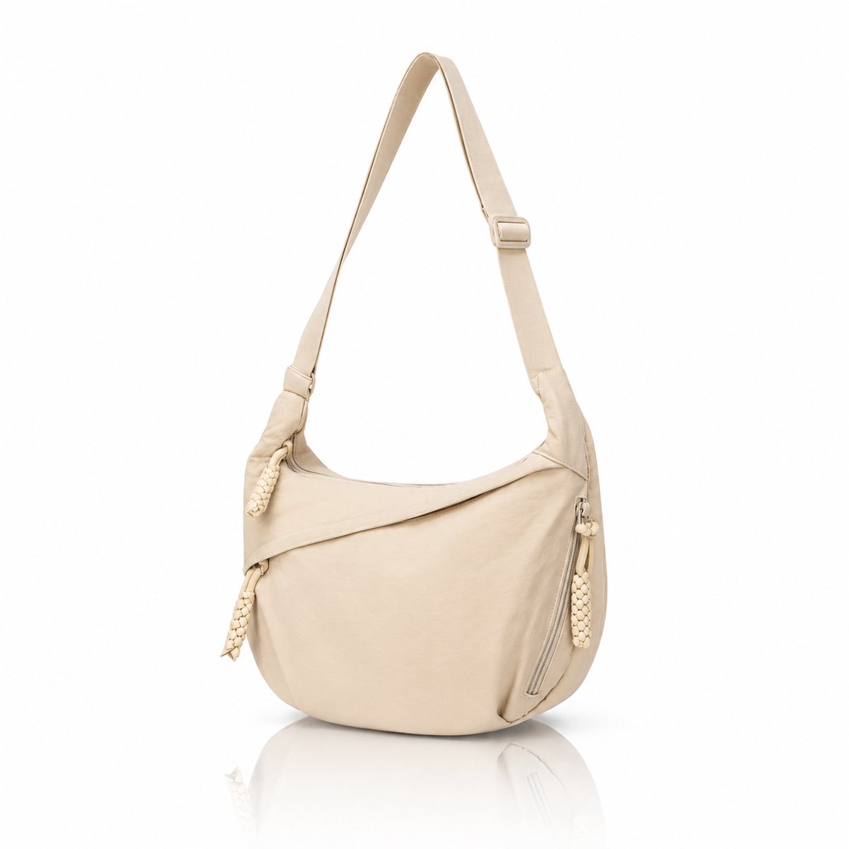 Luxamore® Dames Tas – Beige Crossbodytas & Schoudertas – Compacte Damestas met Verstelbare Riem & Tassel Details – Stijlvol voor Dagelijks Gebruik