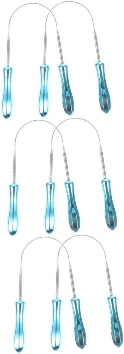 Tongreiniger Set - Metaal Schraper - Mondhygiëne Verbeteren - Extra Brede Kop - 6 Stuks - Hemelsblauw