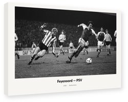 PSV Feyenoord 1981 Wijnstekers Thoresen - Voetbal Schilderij Canvas 45x30 cm - Vintage Sport Wanddecoratie Muurdecoratie - Canvas op Frame, Voetbal