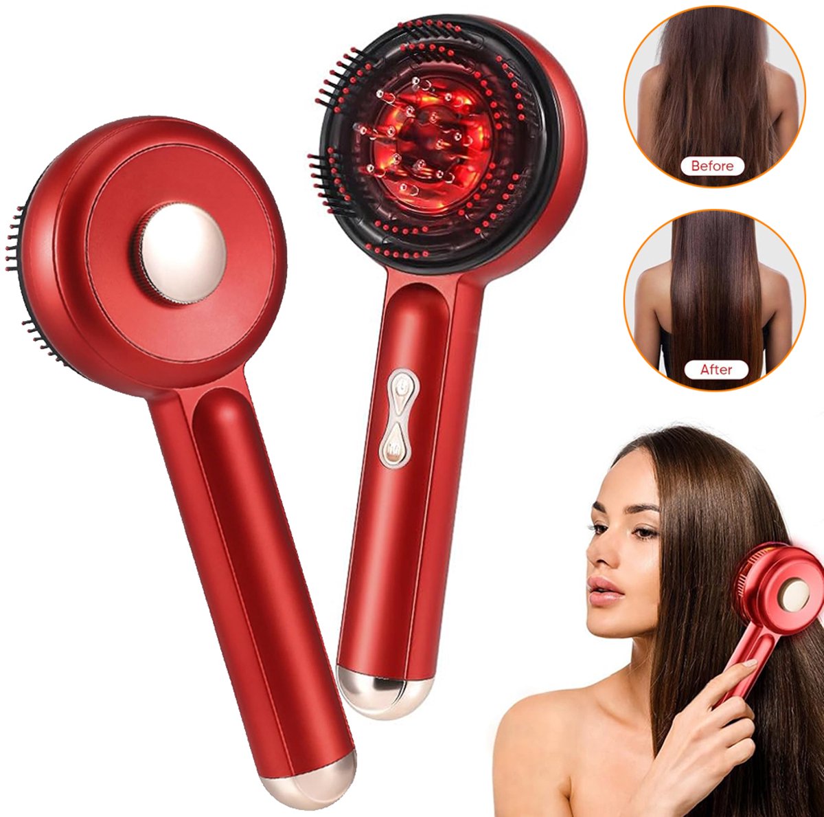 Elektrische Hoofdmassagekam - Hoofdmassageborstel En Applicator Voor Haarolie - Draadloze Hoofdmassagekam - 3 Massagestanden
