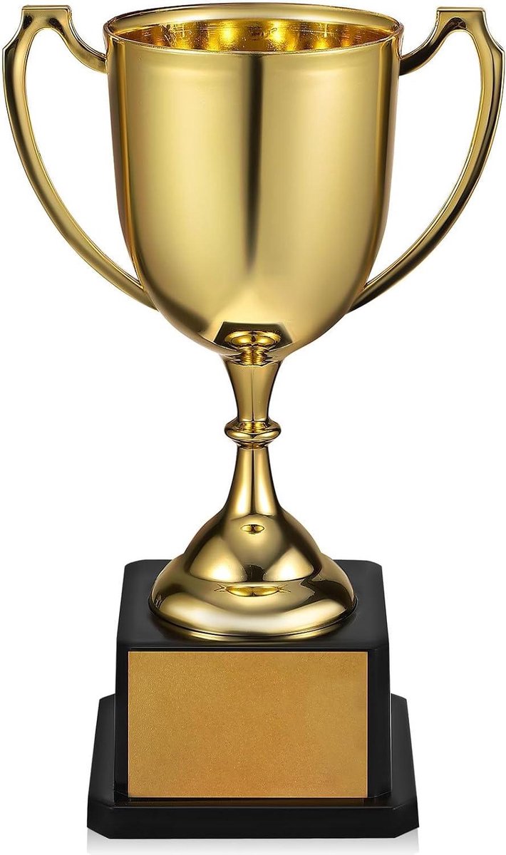 Gouden Cup - Spelbeloning Wedstrijd - Prestaties Erkenning - Duurzaam Kunststof - 19 cm Hoog - Goud