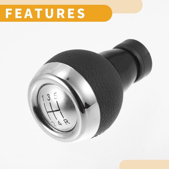 Schakelknop Handgeschakeld - Pookknop Versnellingspook - Auto Interieur Upgraden - Ergonomisch Ontwerp - 5 Snelheden - Zwart Zilver — afbeelding 2