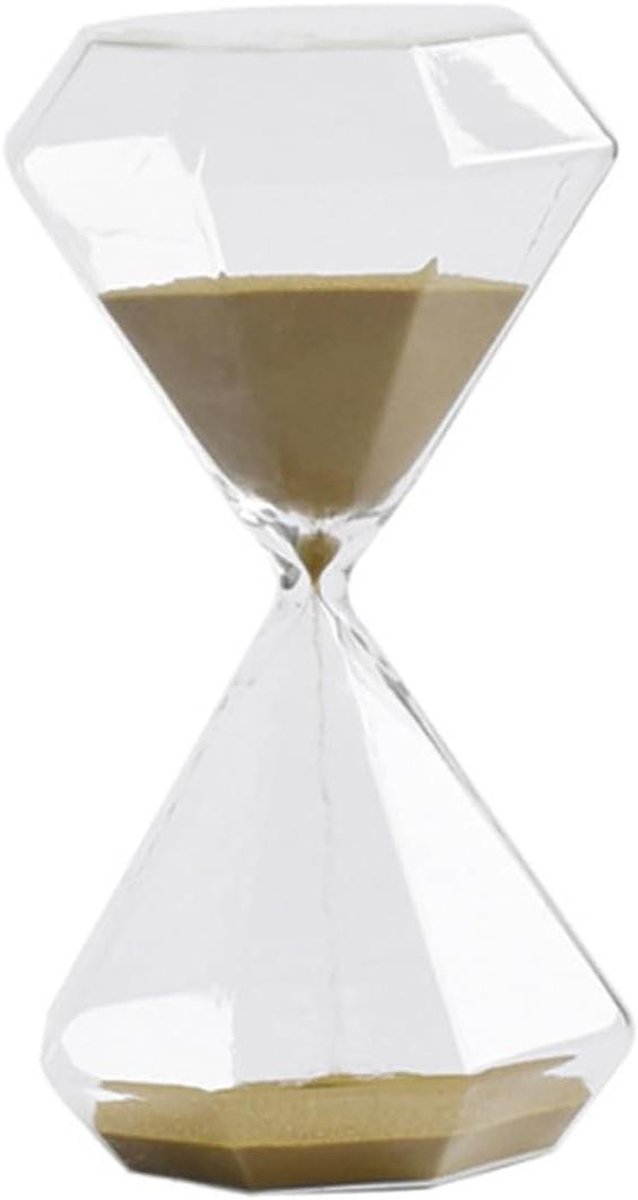 Zandloper Ornament - Decoratieve Timer - Kantoor Decoratie - Diamanten Zand - 6x6x6 cm - Goud