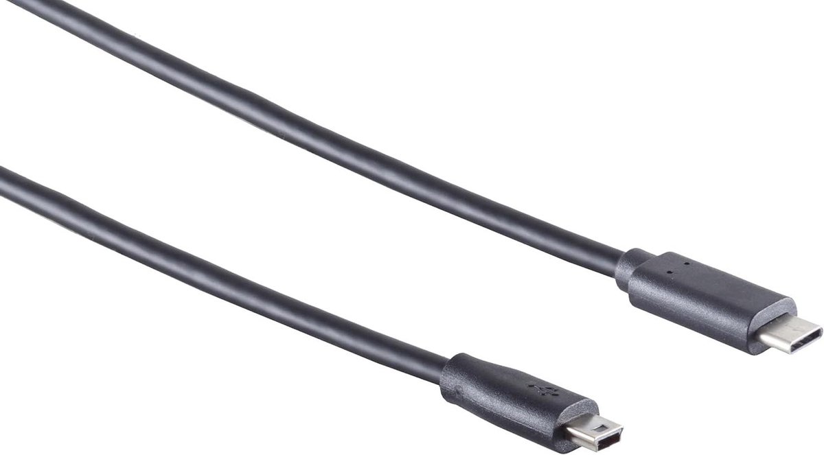 USB-C naar Mini-B - Adapterkabel - Data en Laden - Veilige Stroomdetectie - 3 Meter - Zwart