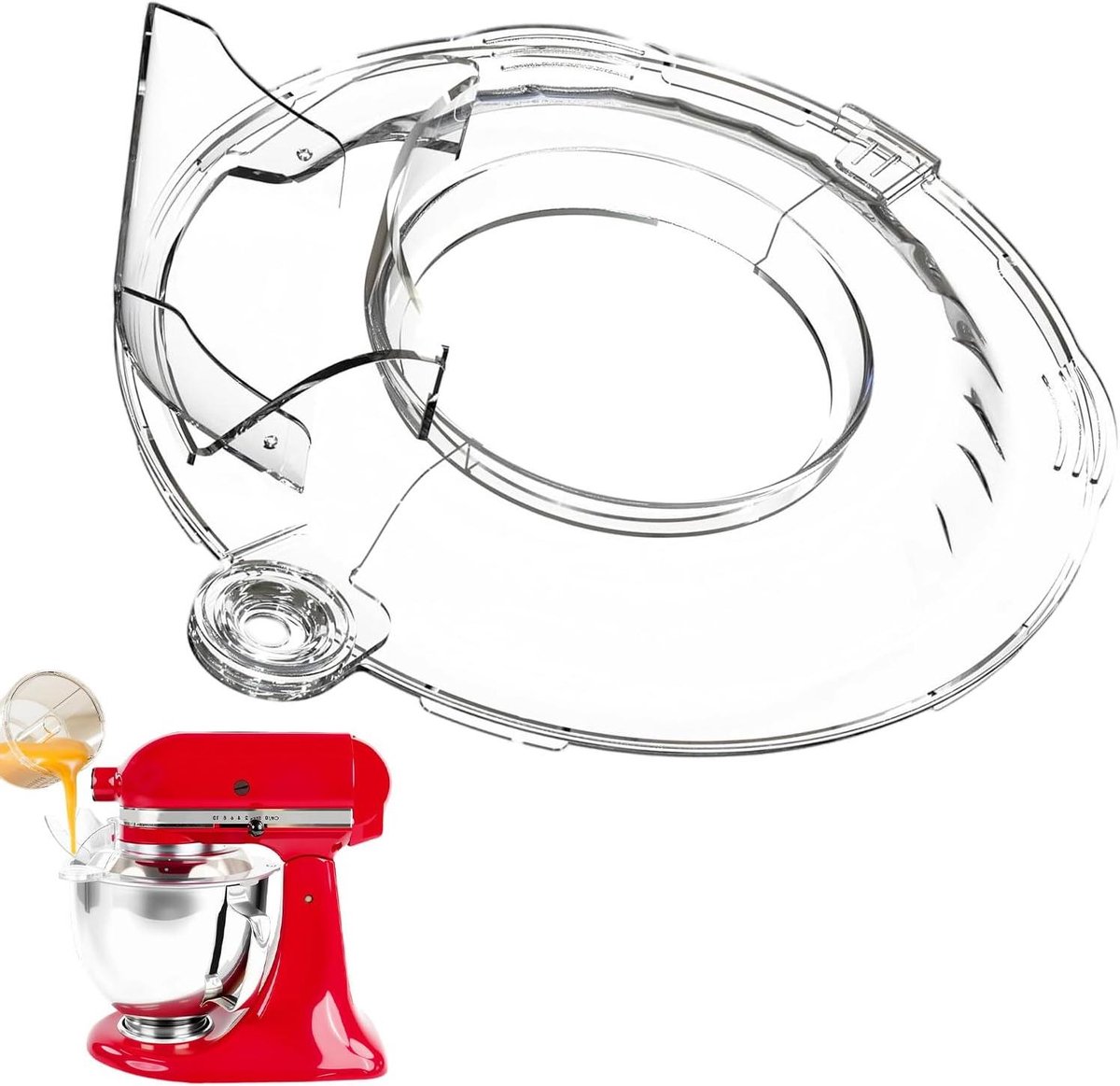Mixer Accessoire - Spatbeschermer Kom - Bakken en Koken - Verbeterde Vulopening - 4.5-5 Liter - Transparant