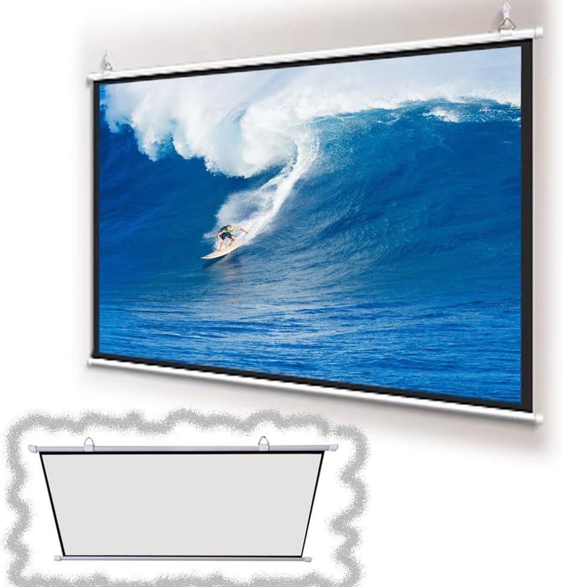 Projectiescherm - Filmscherm Beamer - Thuisbioscoop Presentaties - Handmatig Uitschuifbaar - 40 inch 16:9 - Wit