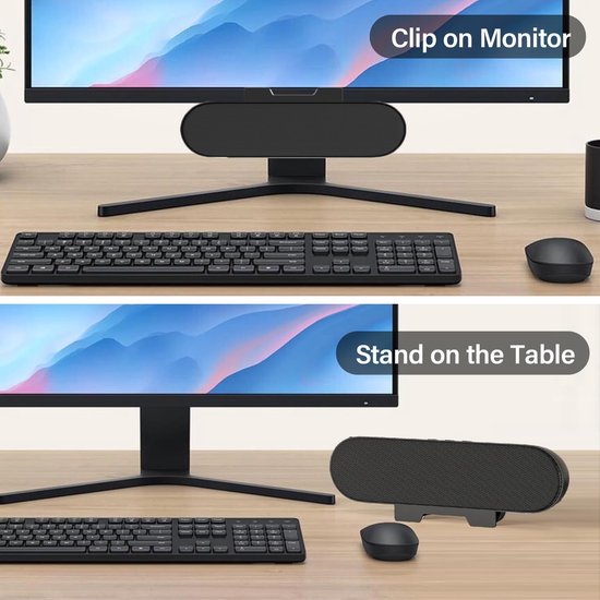 Monitor Speaker - Computer Soundbar - Films Muziek Games - Clip Screen Design - 3 Centimeter Speaker - Zwart — afbeelding 3