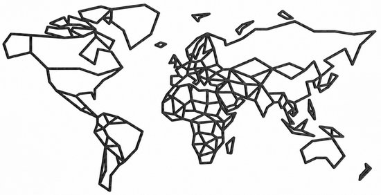 Décoration de carte du monde géométrique noire, isolée sur fond blanc.