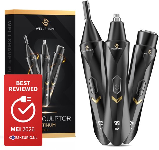 Wellshave 3-in-1 neustrimmer Platinum – wenkbrauw en oorhaar trimmer