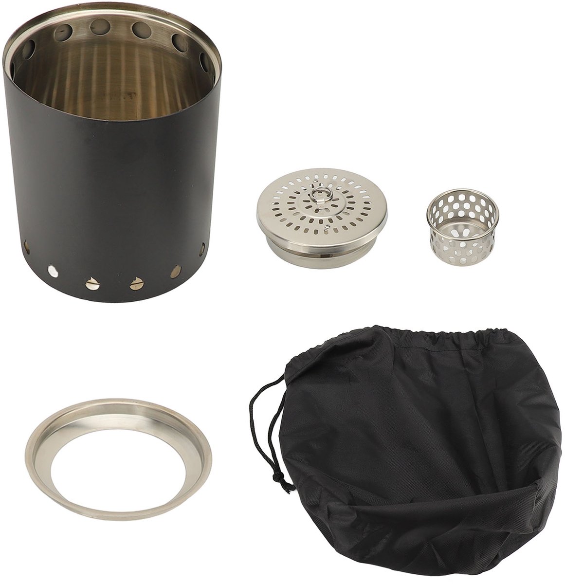 Rookvrije vuurkorf - houtkachel - Smokeless FirePit - Rookloze - Vuurplaats - Rookarm minivuur - Outdoor roestvrijstalen vuurschaal - Vuurton - Vuurmand - Kampeerkooktoestel - Terrasverwarming voor kamperen - Voor de gemiddelde tuin - Zwart