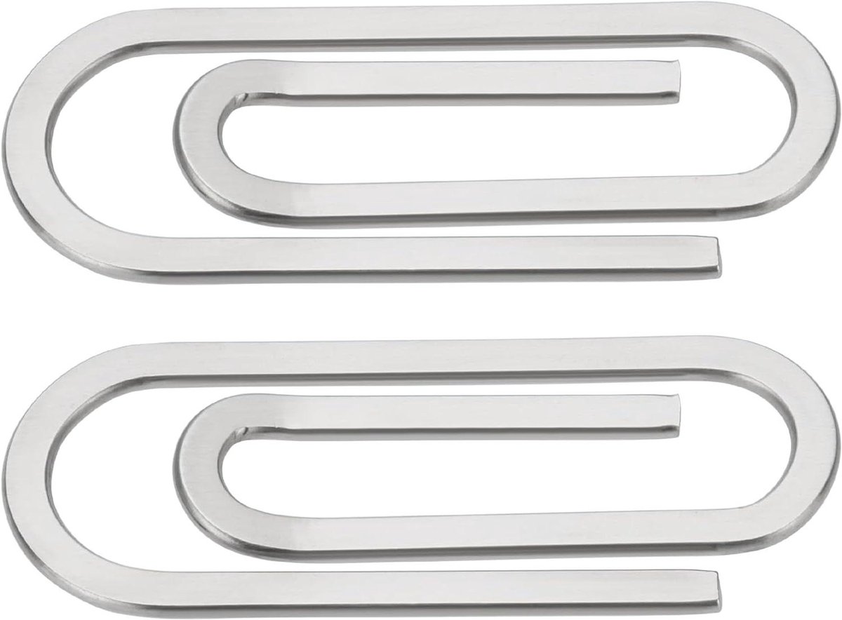 2 stuks roestvrijstalen paperclips in portemonnee-stijl, 6,5 cm x 2,5 cm, minimalistisch design, geldclip voor mannen