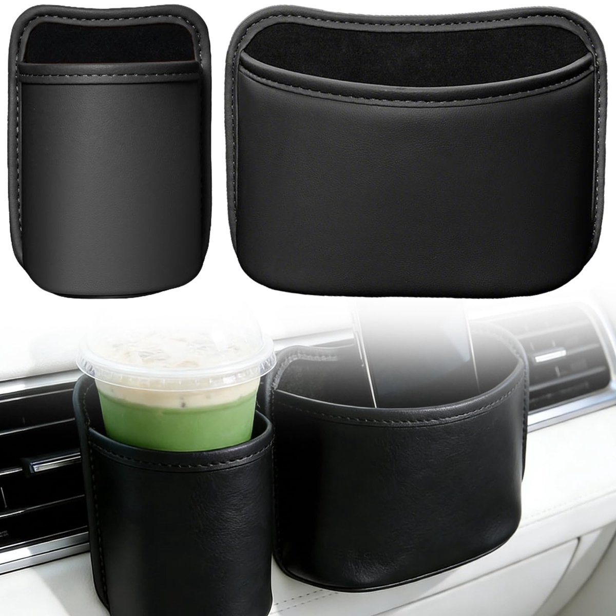 Dailygoods- Bekerhouder set 2 stuks - Grote/small bekerhouder - Multifunctionele deurplank - Auto-afvalemmer - Waterdicht - Eenvoudige installatie - Autohouder