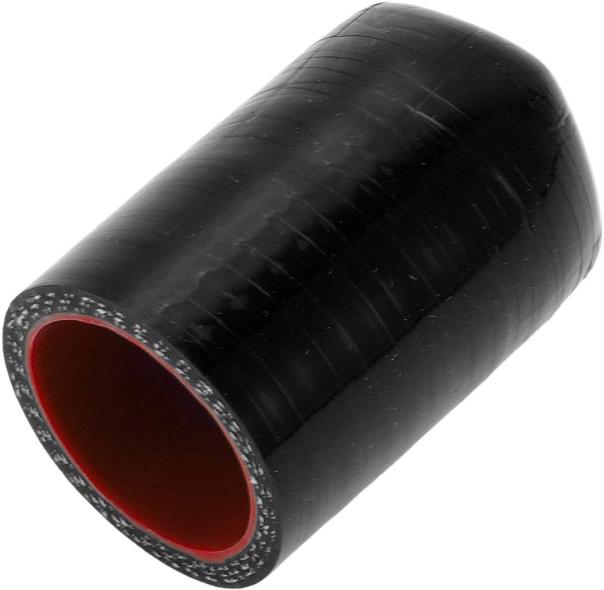 Dailygoods- Siliconen Slang 50 mm - Eindkap - Binnendiameter 28 mm - Hoogtemperatuurbestand - Meerlaags Weefsel - Zwart/Rood - Slangafsluiter