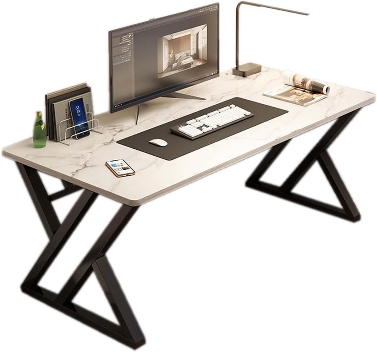 Computer Bureau - Schrijftafel Werkplek - Thuiswerken Studeren - Krasbestendig Oppervlak - 61 x 140 cm - Zwart