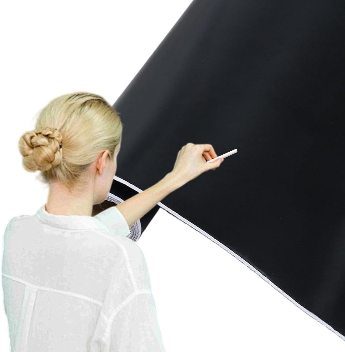 Schoolbord Muursticker - Krijtbord Behang - Creatief Tekenen - Zelfklevend en Afwasbaar - 200 x 45 cm - Zwart