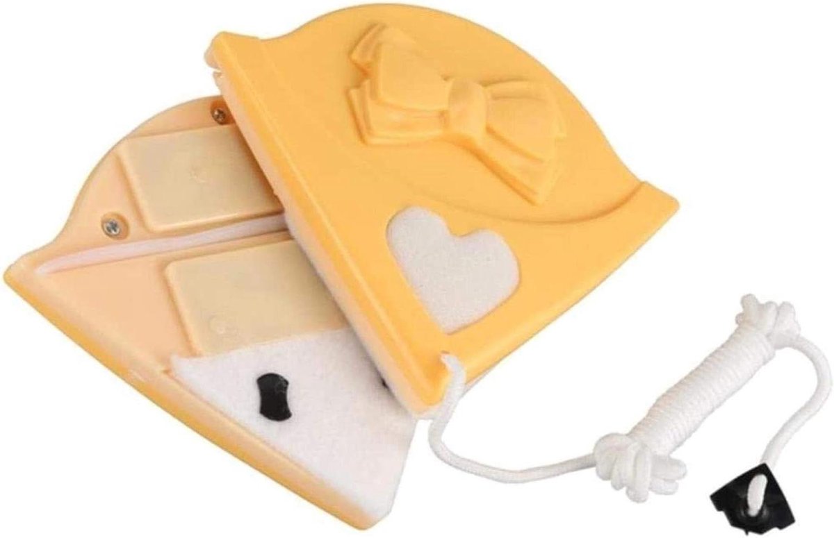 Raamwisser - Glasreiniger - Ramen Zemen - Dubbelzijdig Magnetisch - 3 M Touw - Geel