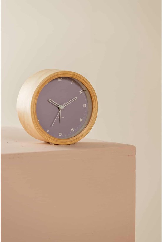 Houten Wekker - Gentle Alarm - Wakker Worden - Zacht Nachtlampje - Ø11.8cm - Paars van houten — afbeelding 3