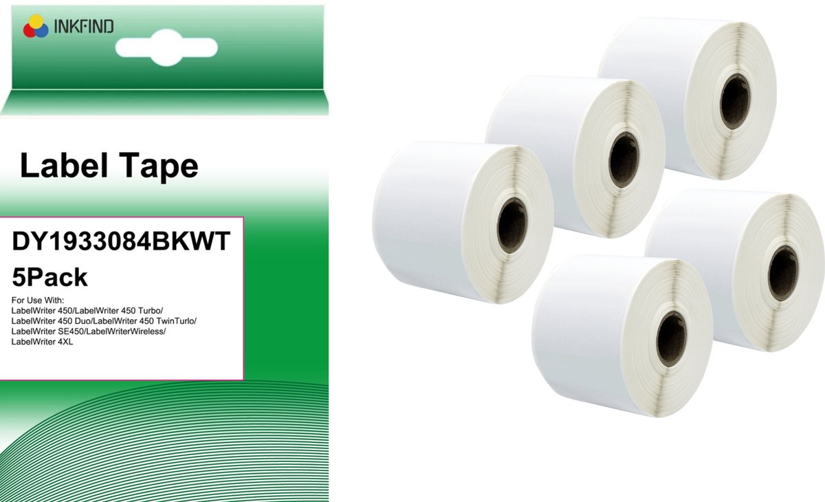 INKFIND 1933084 2112289 label etiketten (5 Pack) - 57 x 32 mm - 800 labels per rol