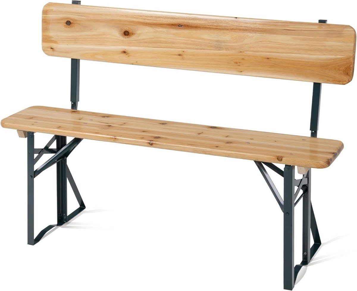 Bierbank met rugleuning - Feestbank inklapbaar - Gezellige bijeenkomsten - Opzetbare rugleuning - 119 cm lengte - Groen