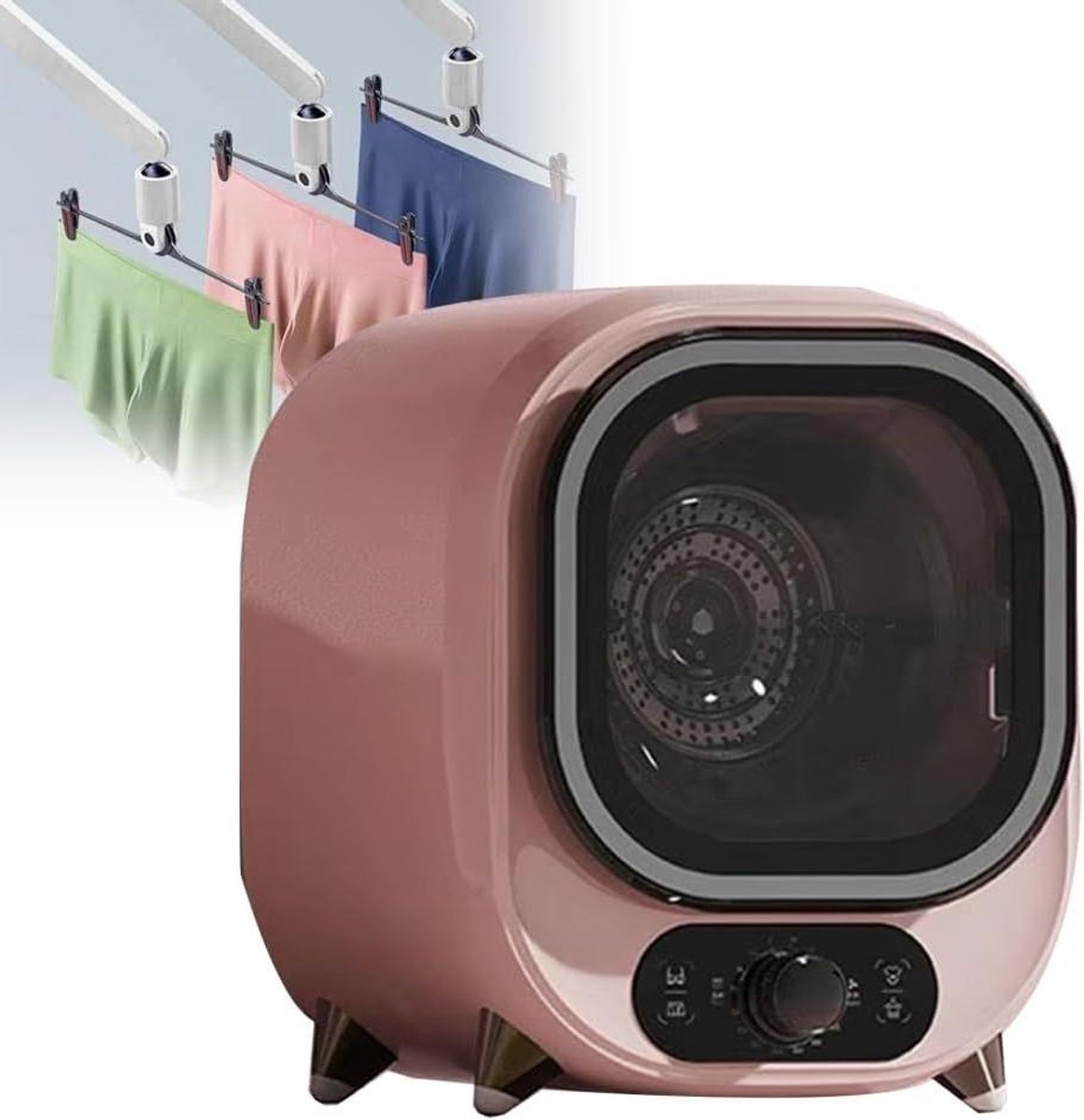 Mini Wasdroger Compacte Dryer Snel Kleding Drogen Stil En Efficiënt 08 kg Capaciteit Roze