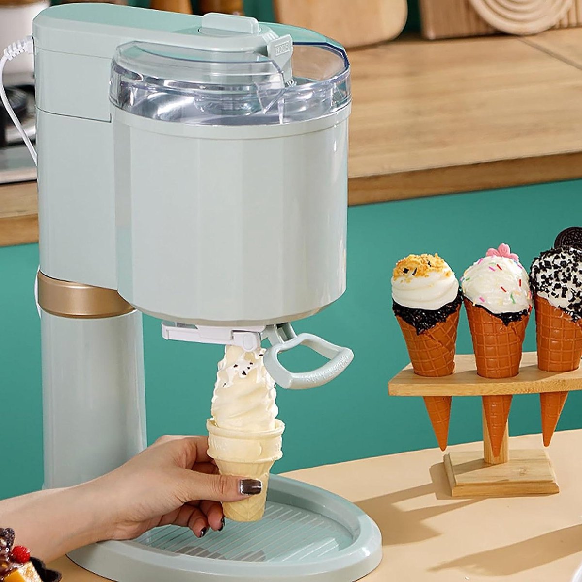 IJsmachine Soft Serve Maker Thuis Dessert Maken Compact Ontwerp 1 Liter Wit