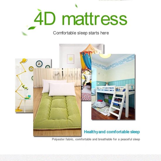Japanse Vloermatras - Futon Bed Gastenbed - Comfortabel Slapen - Opvouwbaar en Draagbaar - 180x200cm - Groen — afbeelding 2