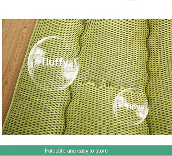 Japanse Vloermatras - Futon Bed Gastenbed - Comfortabel Slapen - Opvouwbaar en Draagbaar - 180x200cm - Groen — afbeelding 4
