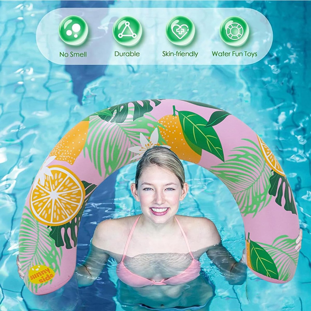 Opblaasbaar Ligbed - Zwembad Vlotter - Water Ontspanning - U-vorm Ergonomisch - 75x50 cm - Groen – foto 6