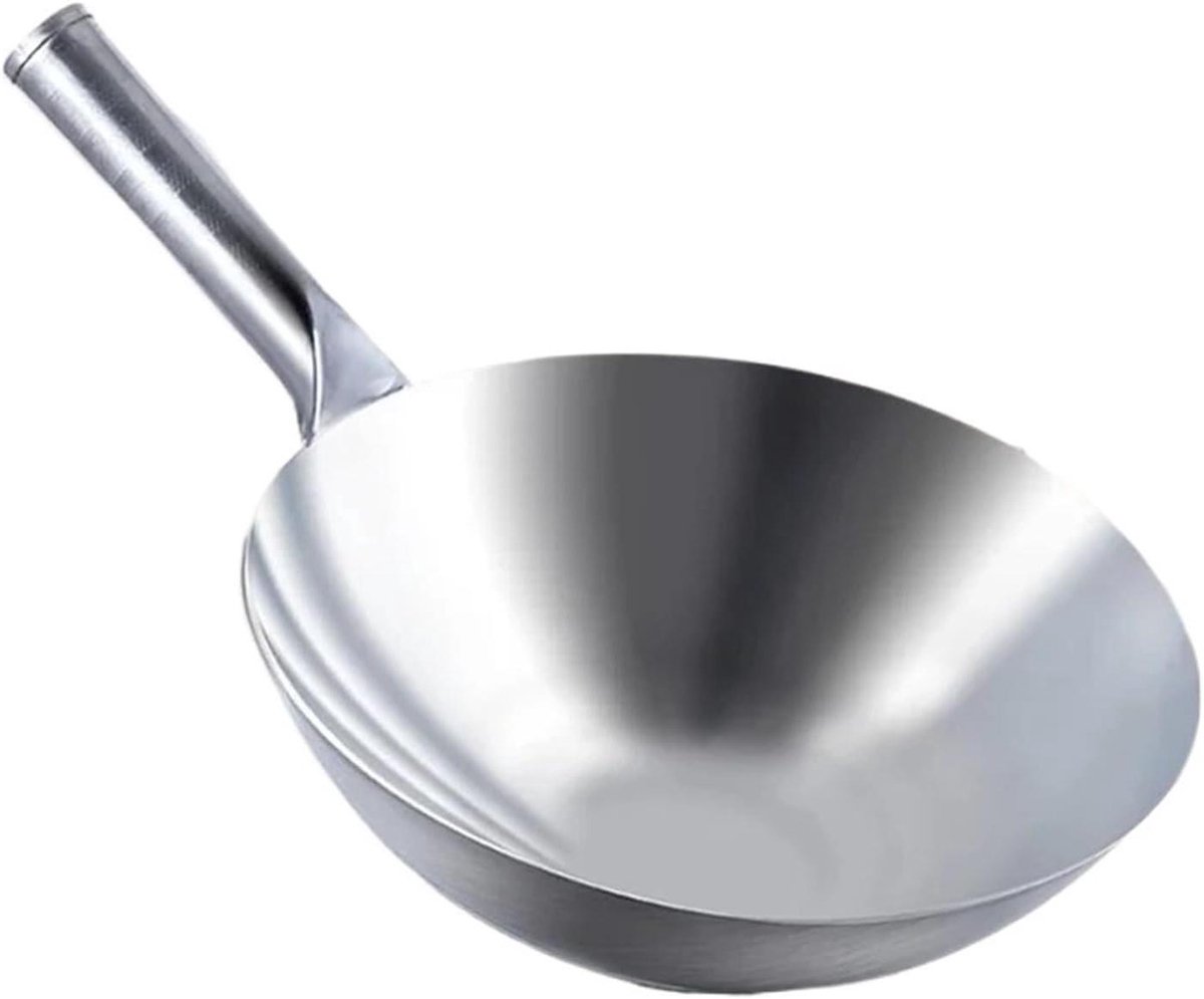 Roestvrijstalen Wok - Koekenpan - Veelzijdig Koken - 1.8mm Dikke Pan - 34 CM - Zilver