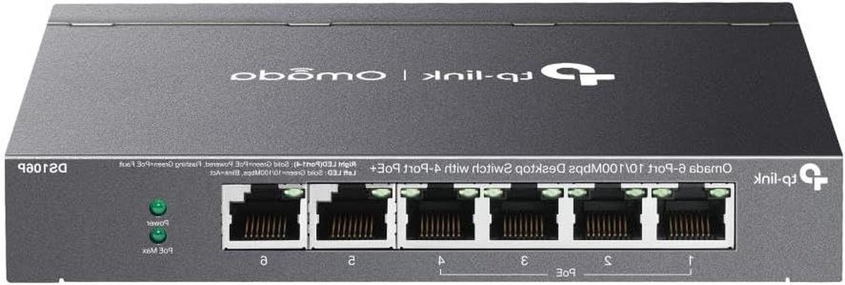 Netwerk Switch - PoE Switch - Netwerk Uitbreiding - 4 PoE Poorten - 6 Poorten - Zwart