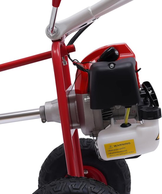 Benzine Veegmachine - Wegveegmachine Handveegmachine - Terrassen Reinigen - Krachtige Tweetaktmotor - 76 x 31 x 49 cm - Rood — afbeelding 4