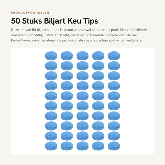 Biljart Keu Tips - Vervangingskit voor Pool Stick - 9MM/10MM/13MM - Lederen Kop - Geschikt voor Snooker/Negen Bal - Fijne Bal Controle - Pool Cue Tips — afbeelding 5