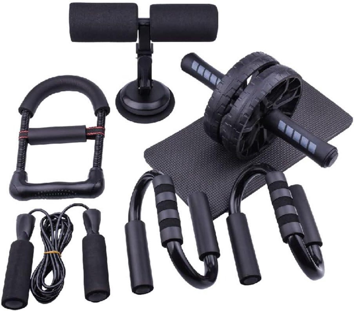 Ab Roller Set - Fitness Set - Thuis Trainen - 7-in-1 Kit - Max 440 Lbs - Zwart